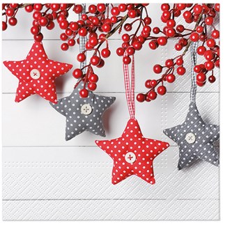 Grey & Red Stars napkins